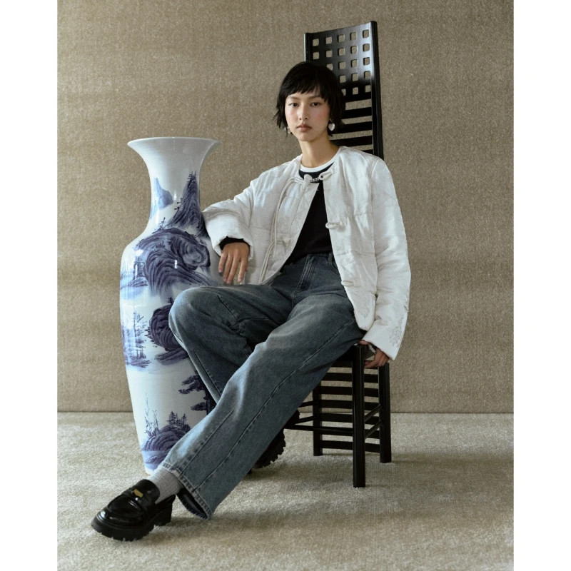 明星同款dzzit地素牛仔裤立体分割设计宽松直筒裤女3I4R6161S