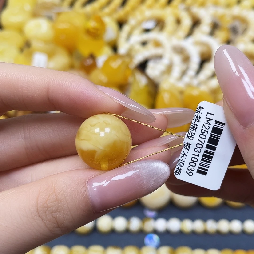 蜜蜡未镶嵌裸石圆珠17.2mm金沙