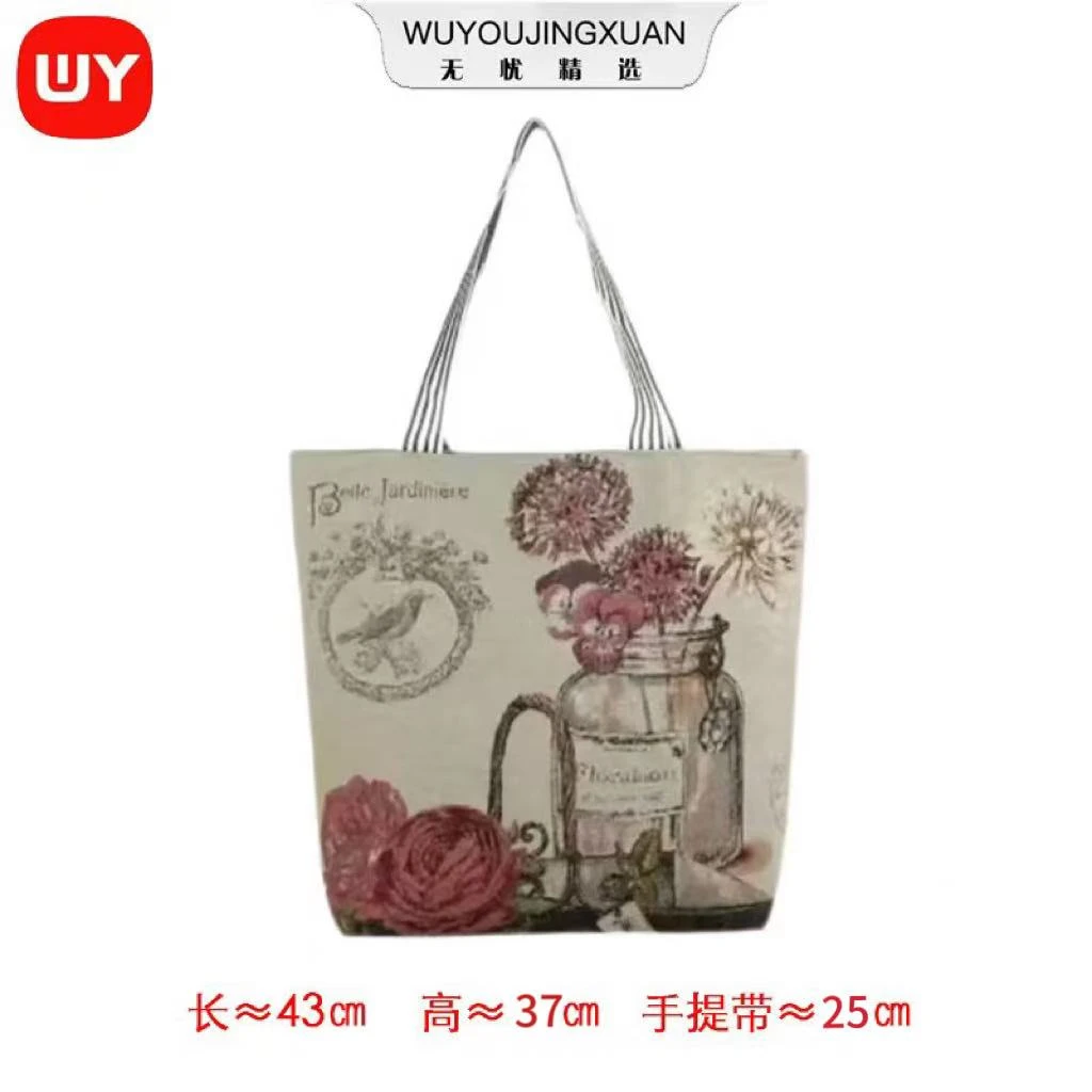 出 美帆布手提袋新款高级帆布刺绣包手拎外出韩版手提袋子