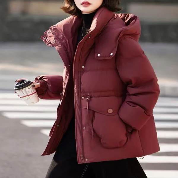 【新年战袍】安可拉红连帽羽绒服女2025年冬季气质外套9310