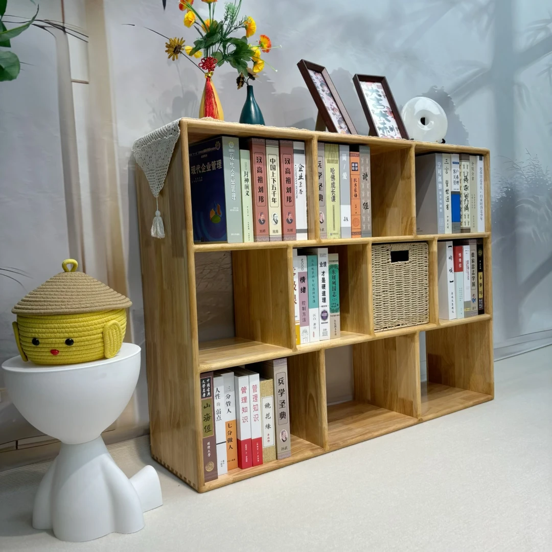 全实木橡胶木书架柜子多层置物架儿童书柜组合家用格子餐边柜