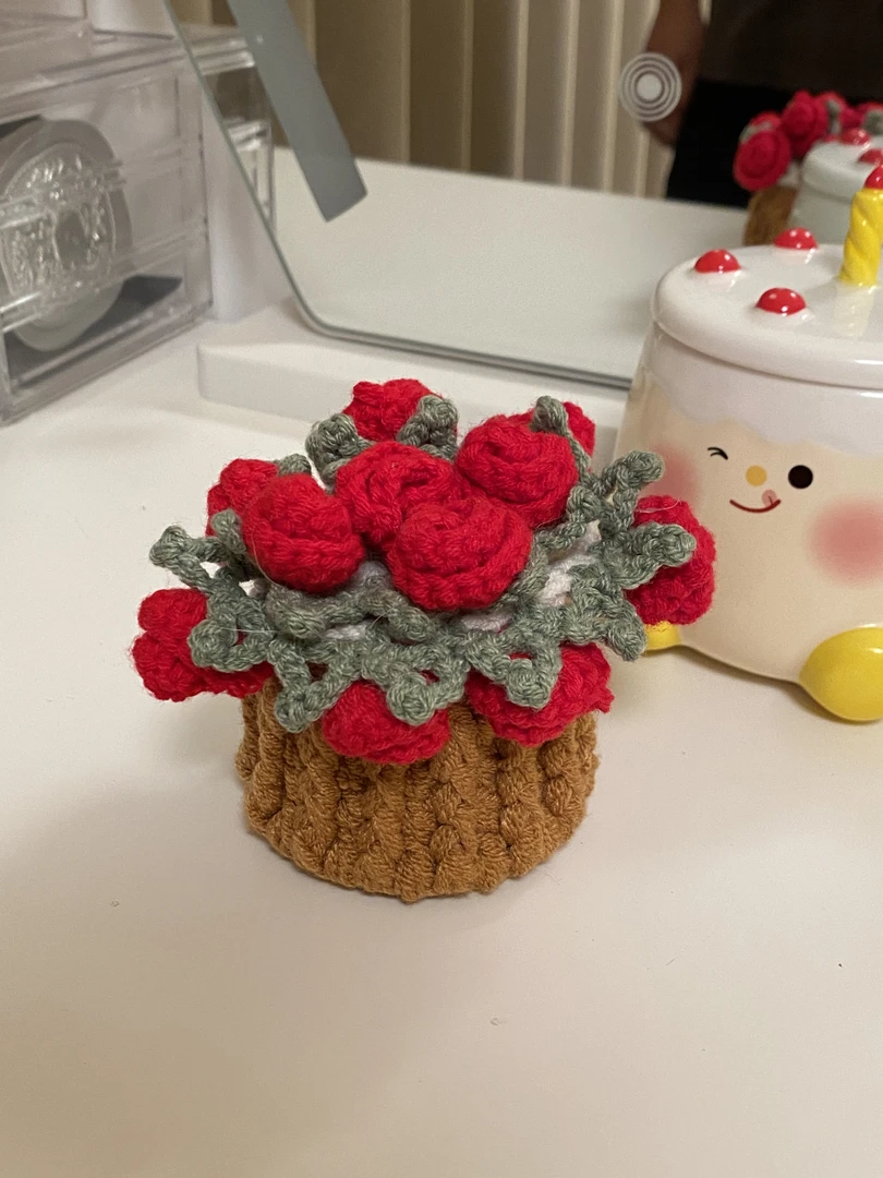 【00和猫】【成品发】手工diy玫瑰花束杯垫毛线钩织杯垫变手捧花束创