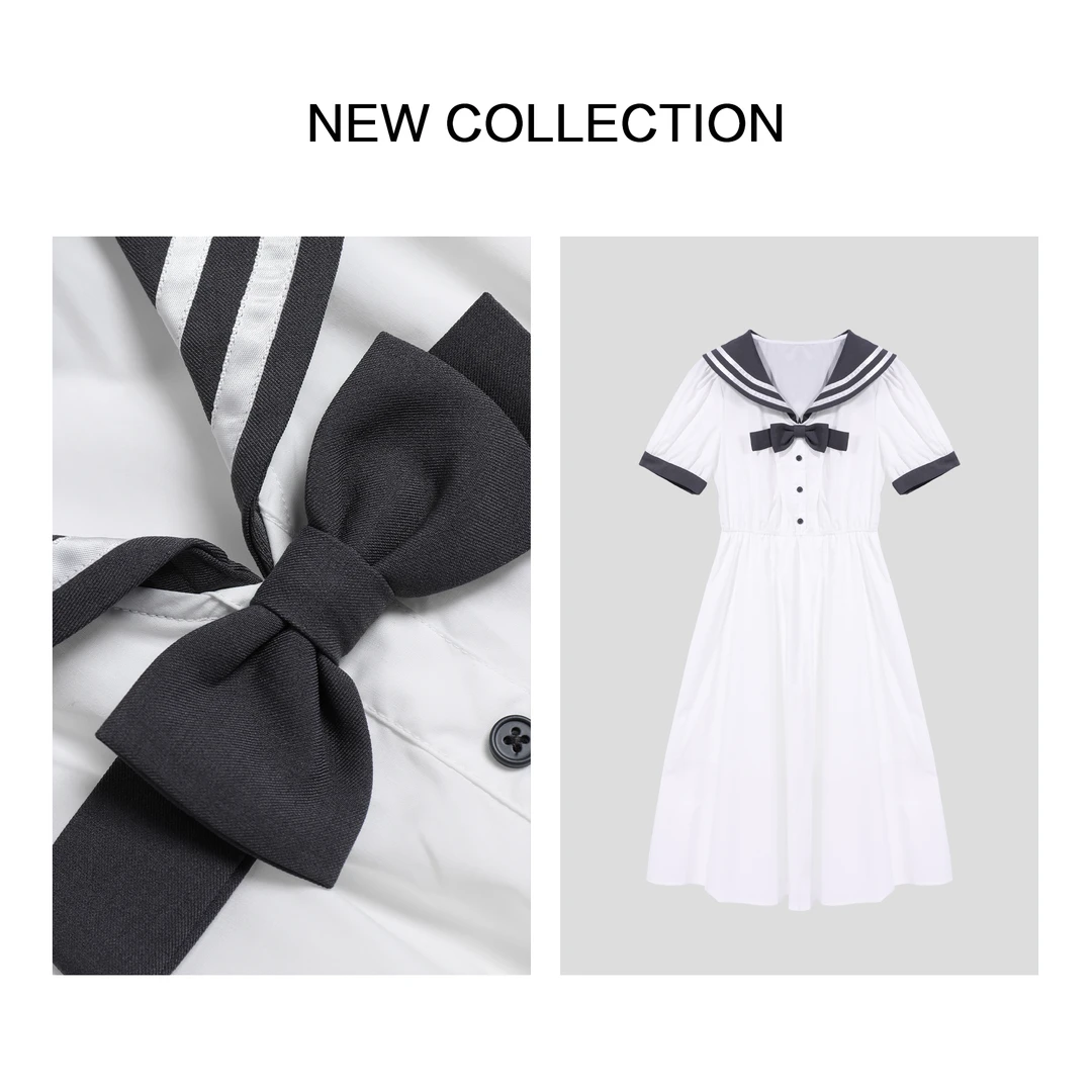 【龙哥专属】L1F27106 时尚百搭水手领条纹连衣裙 4117 4166