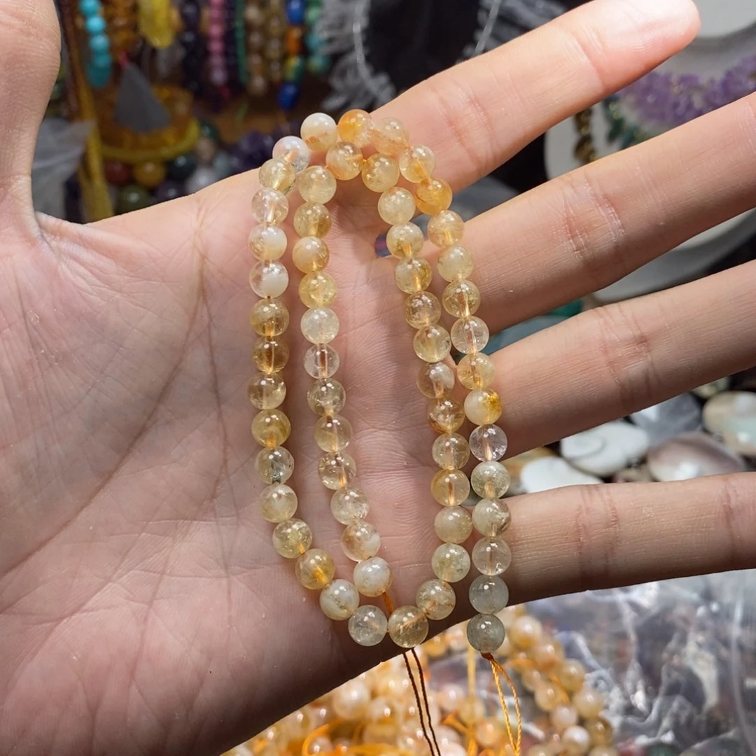 未镶嵌，黄塔金6mm，石英质玉