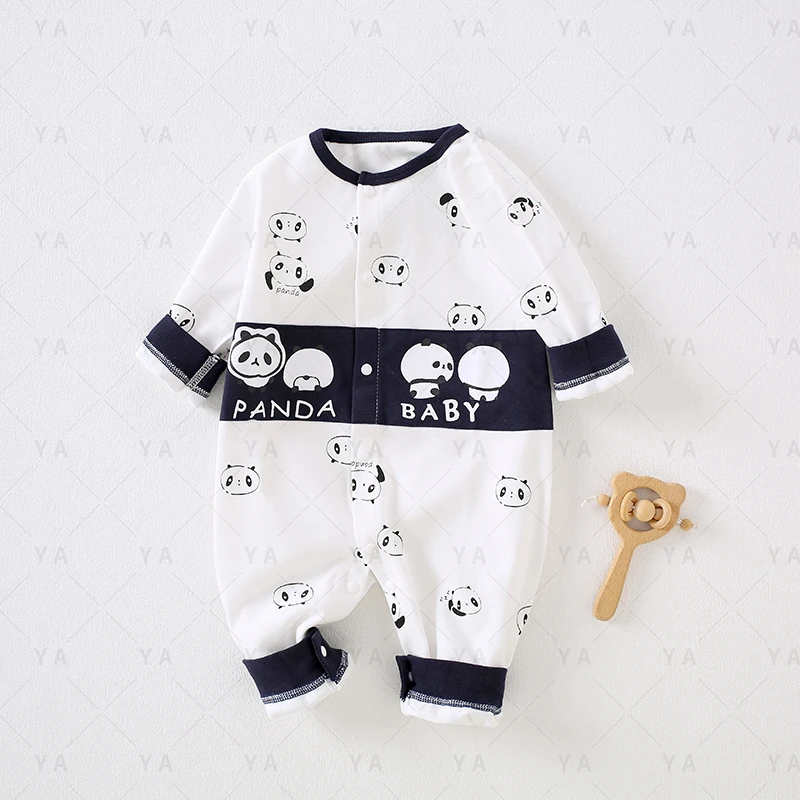 DJS【高定款】纯棉开衫熊猫款婴幼儿新生儿全棉长袖无骨洋气连体衣