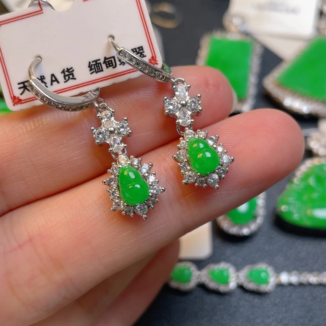 翡翠银S925镶嵌吊坠(不含链)耳坠