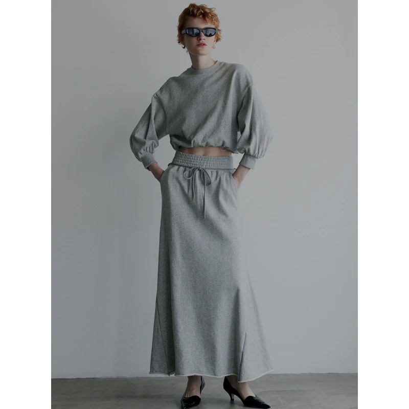 【强哥外贸】 夏季新款 代 细闪小水钻连衣裙款卫衣两件套