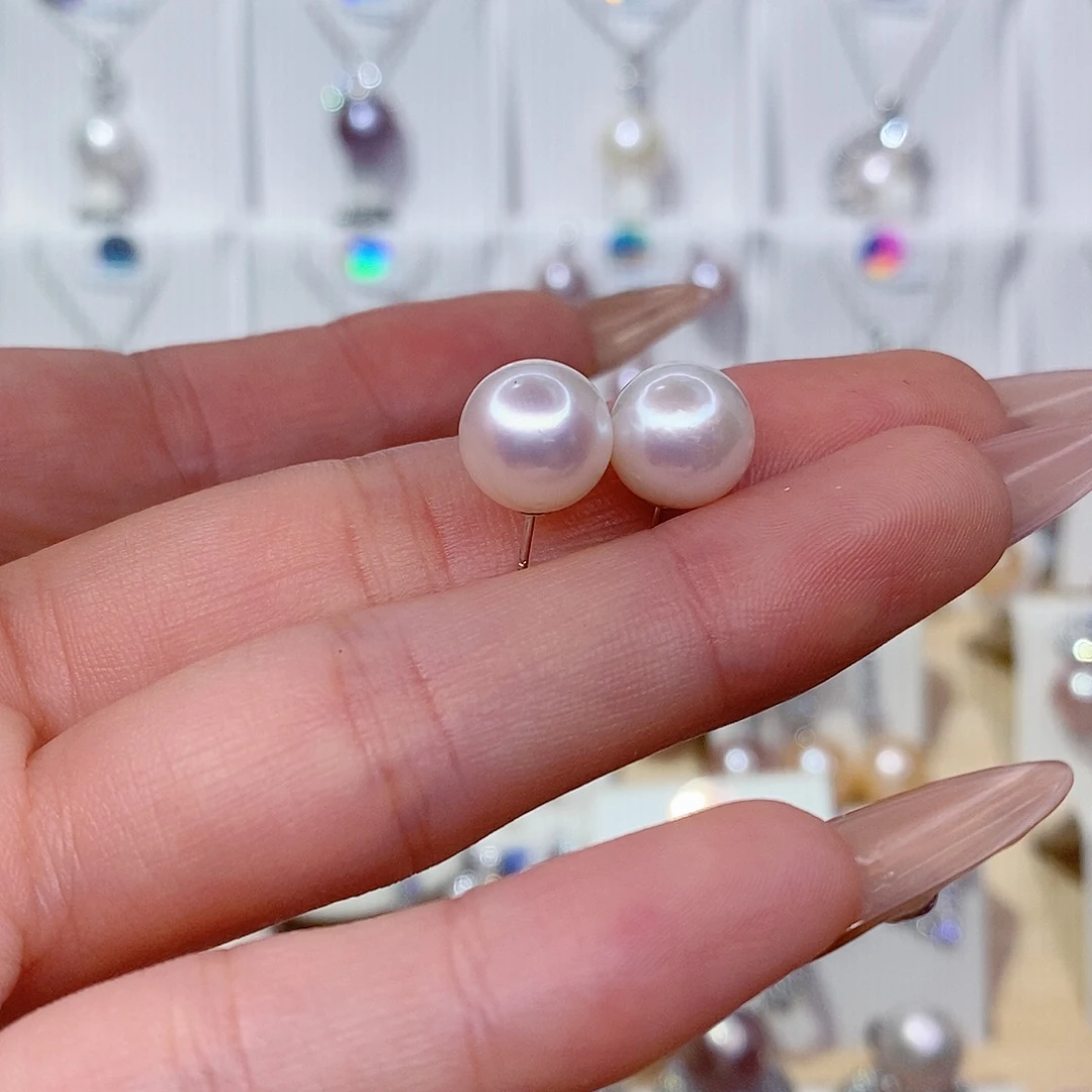 淡水珍珠耳饰银S925镶嵌