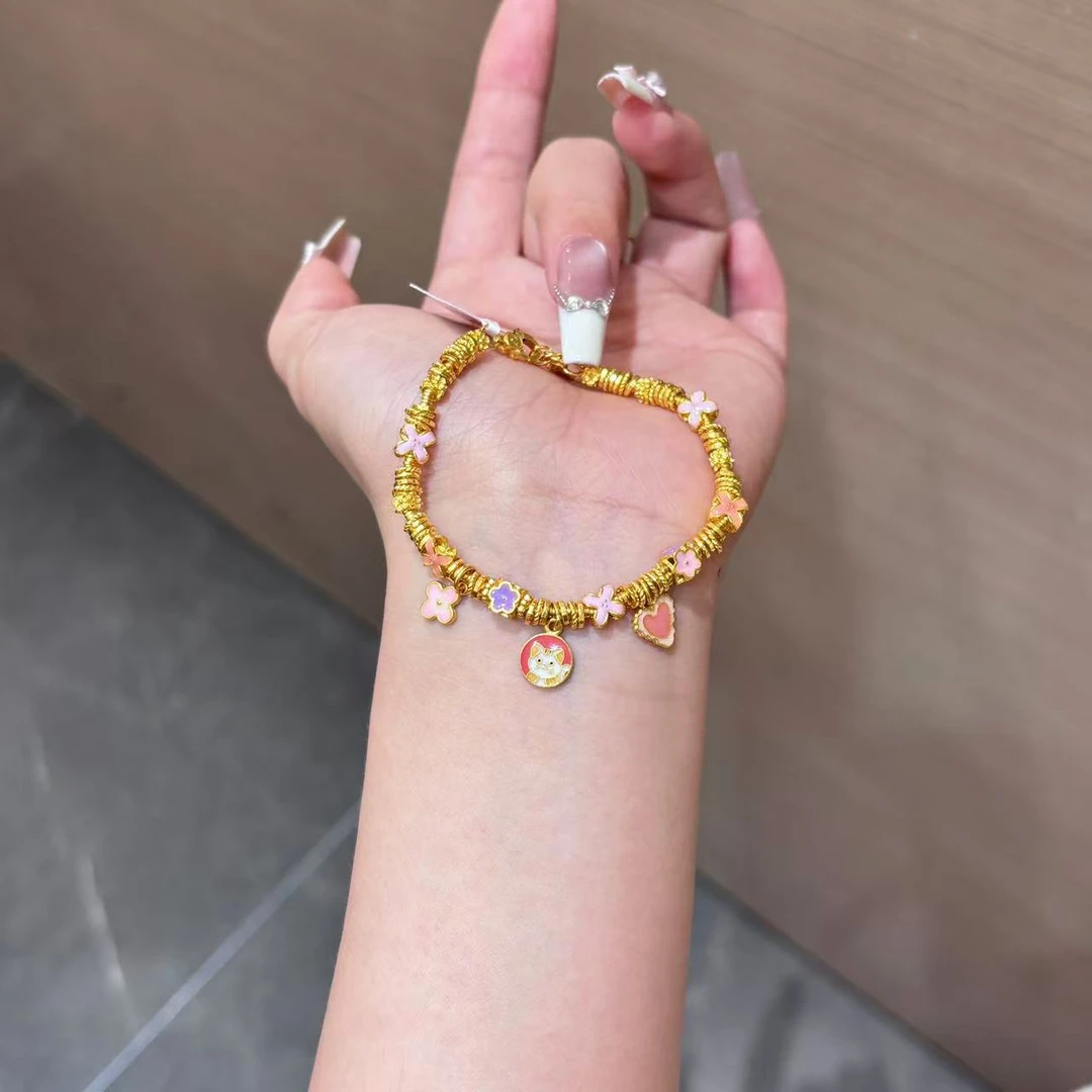 【菠萝珠宝】足金999 多巴胺 猫咪盘缠手链  金重：21.30克