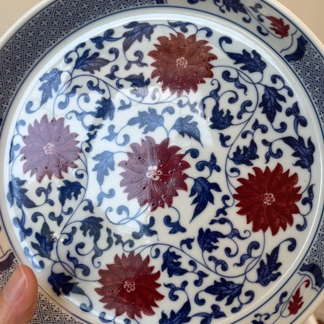 瓷片景德镇釉里红缠枝莲大壶承