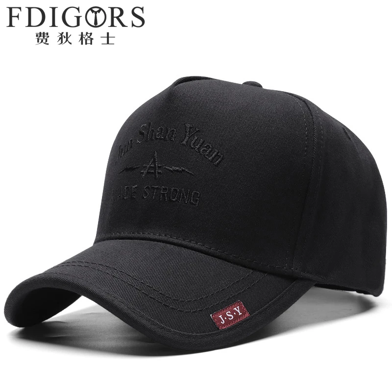 FDIGORS高顶帽子男款春秋黑色水洗棉大帽檐鸭舌帽大头围棒球帽