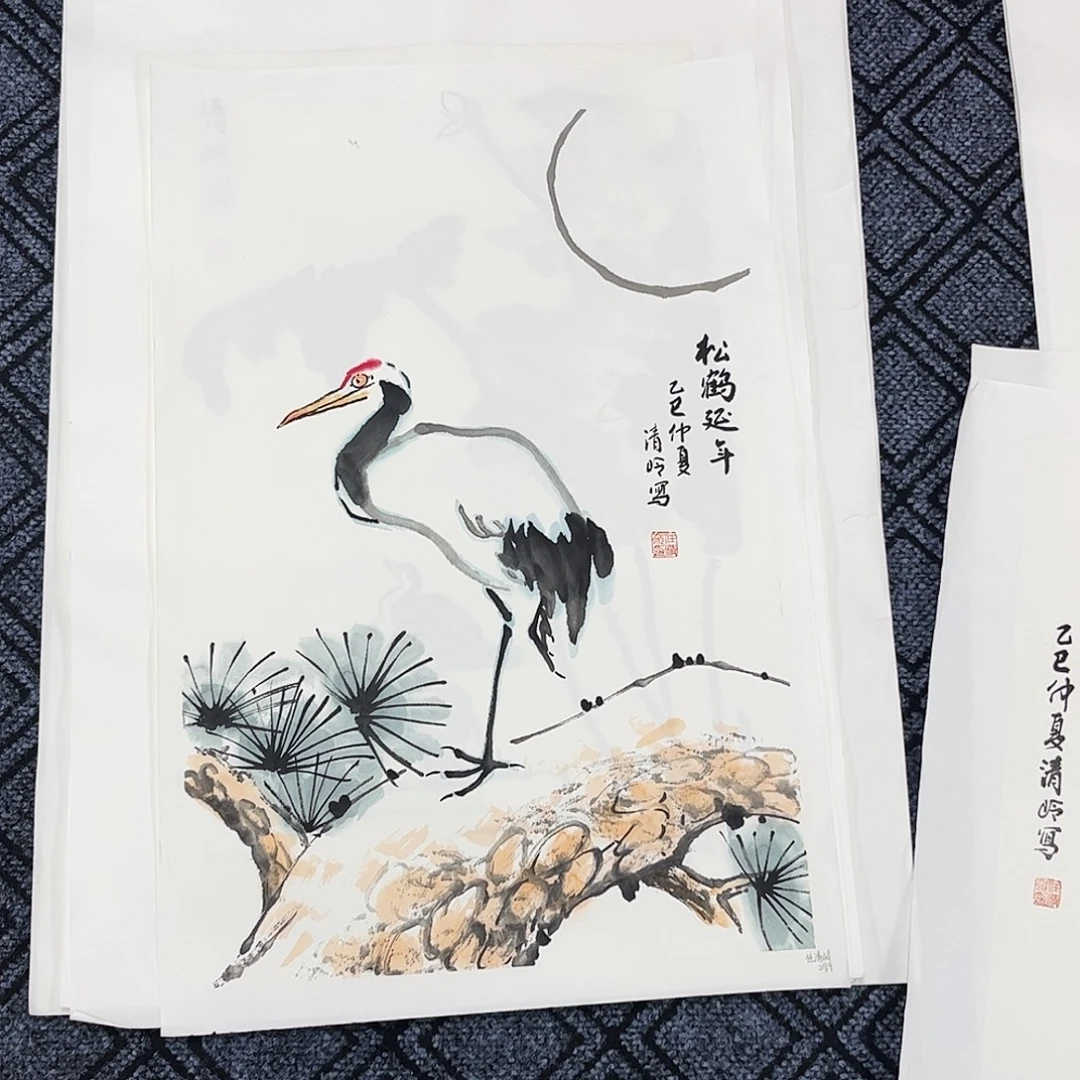 国画任清岭老师四尺三开花鸟奇