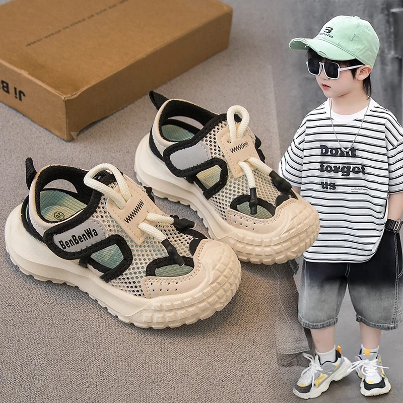 ABC儿童运动凉鞋2025夏季新款男童鞋子女童沙滩鞋软底镂空中大童