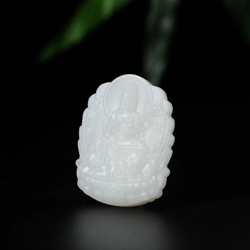 （前公司尾货）和田玉白玉普贤挂坠 约54x40x13mm  G29240313-31