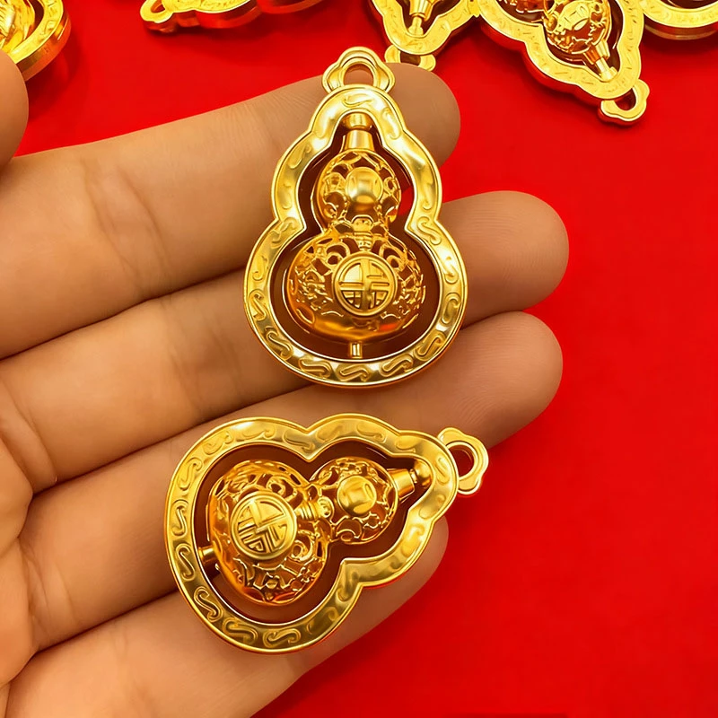 铜合金吊坠 宫廷风复古风旋转葫芦男女款精美镂空福禄双全项链