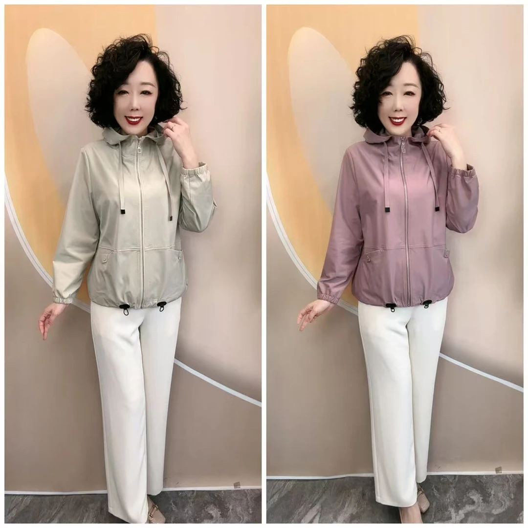 0328新款初夏不加衬时尚宽松大码休闲女士防晒外套上衣，衣长64