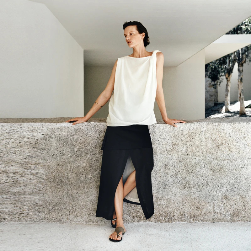 【商场同款】edition2025夏季新款两件套含亚麻半身裙#EBE2SKT022