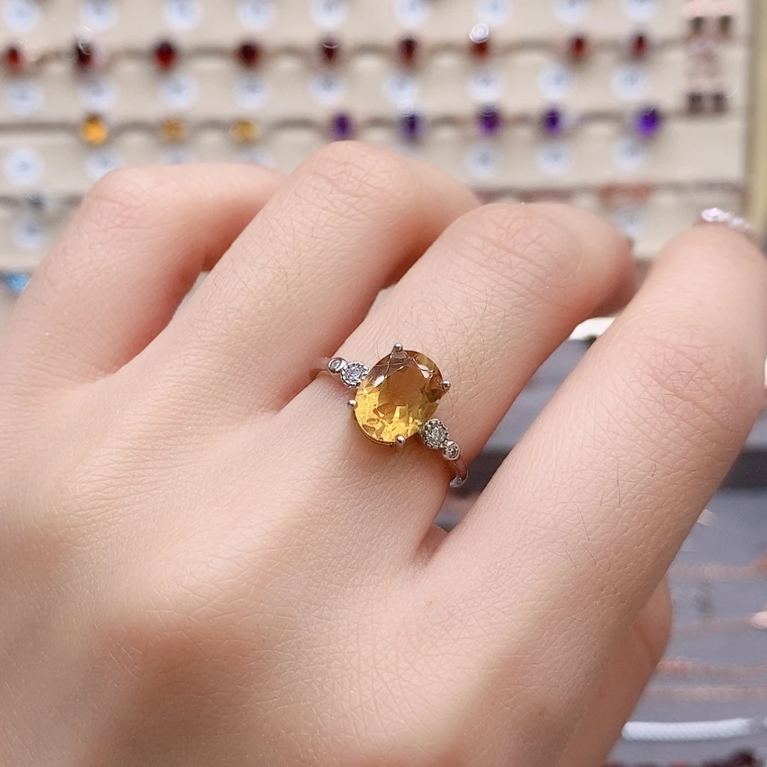 水晶戒指银S925镶嵌戒指