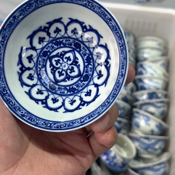 瓷片白青花宝相普洱杯全品