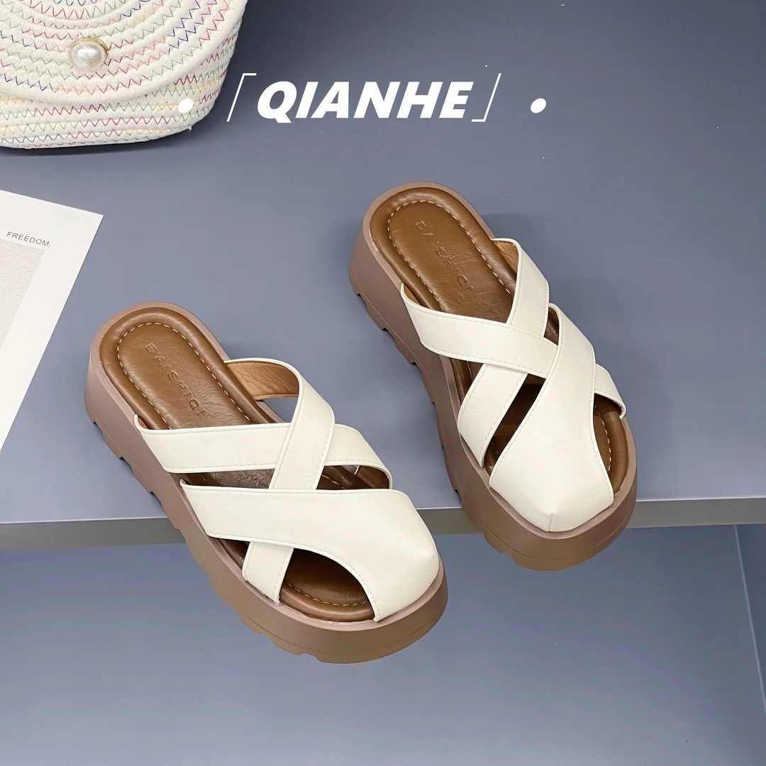 厚底包头凉拖女2025新款百搭休闲凉拖鞋   开胶瑕疵处理品（88-22）