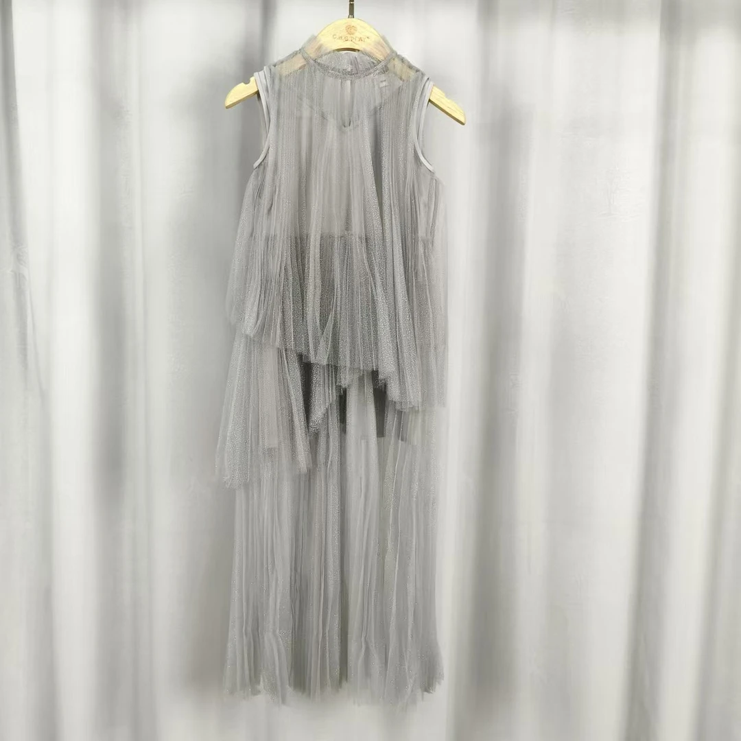 卡系列   Z183   女装时尚撤柜女童网纱连衣裙浅灰K9400129