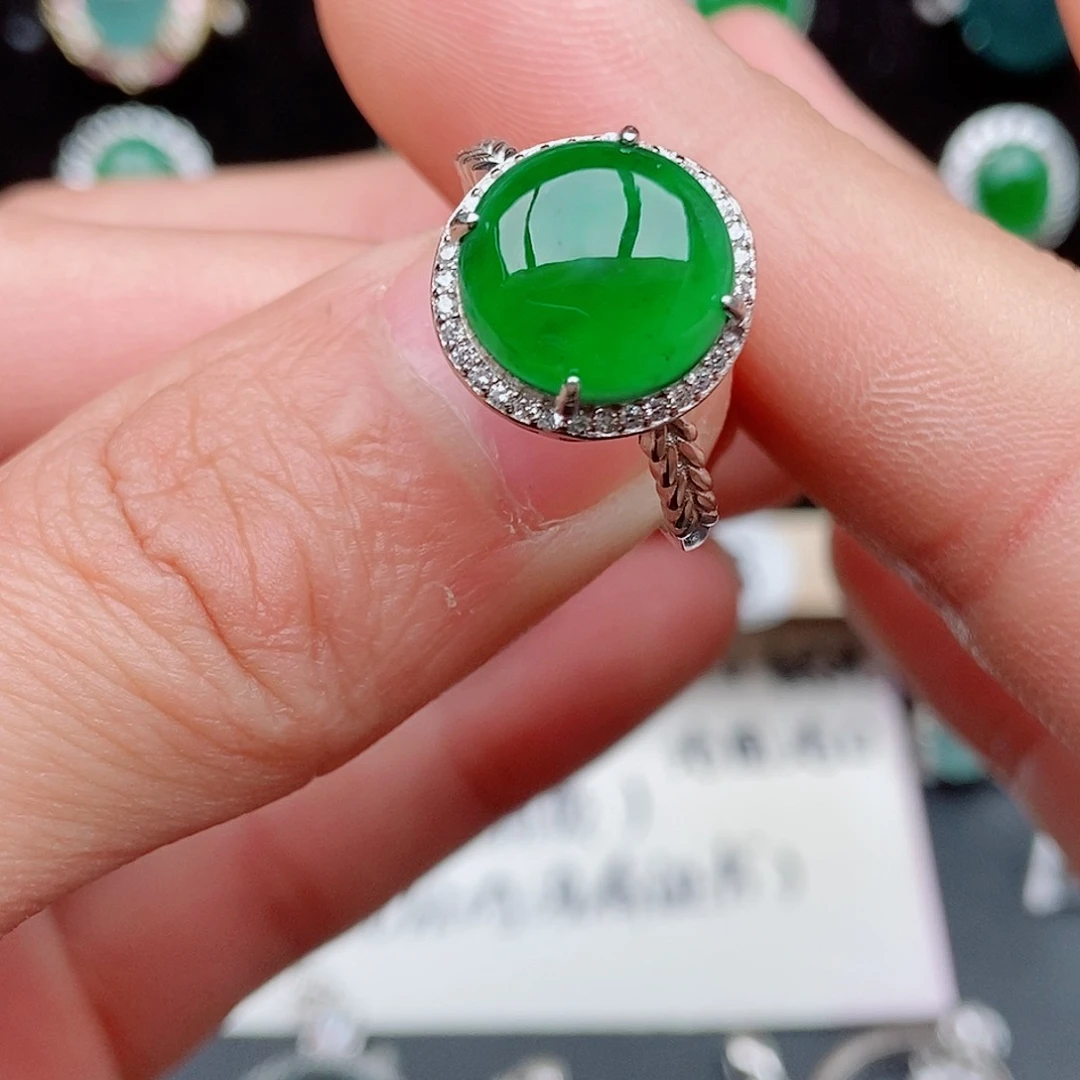 翡翠戒指银S925镶嵌095484224