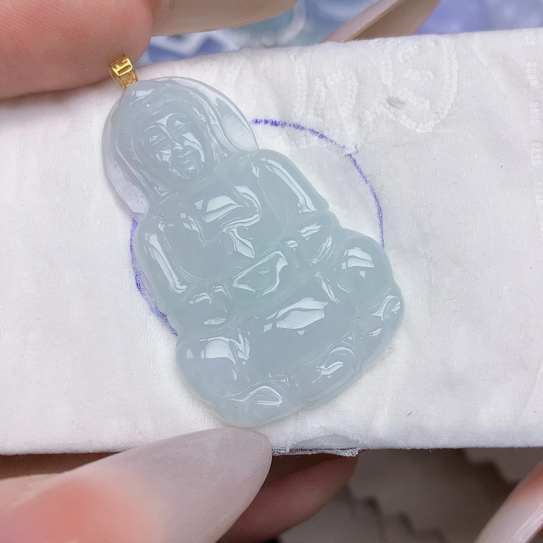 翡翠18K金镶嵌颈饰天然缅甸翡翠a货百元以上9元证书费自理