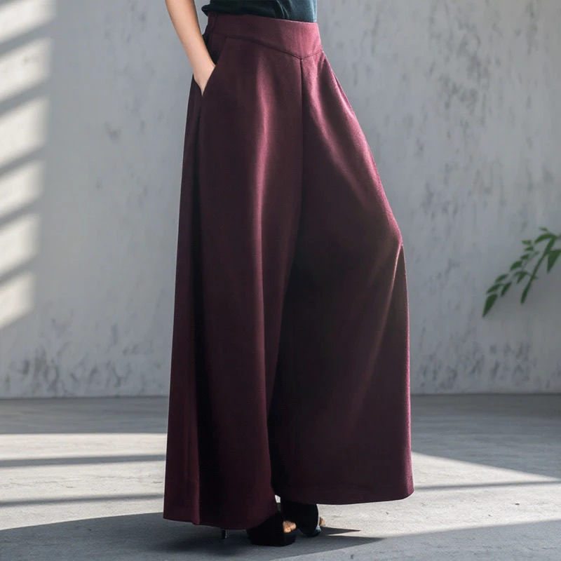 2025秋冬新款女裤阔腿裤休闲裤裤裙宽松显瘦松紧高腰时尚个性气质