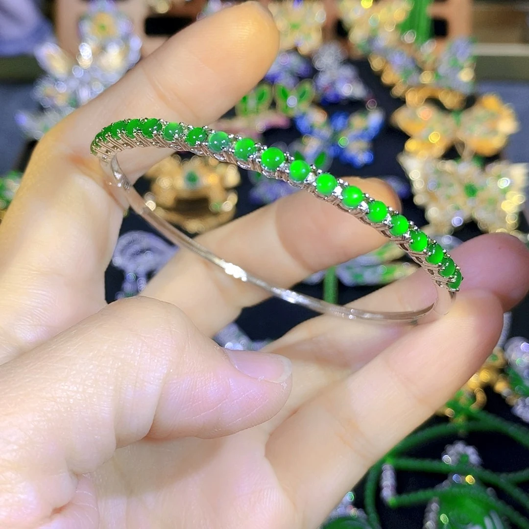 吊坠(不含链)银S925镶嵌翡翠