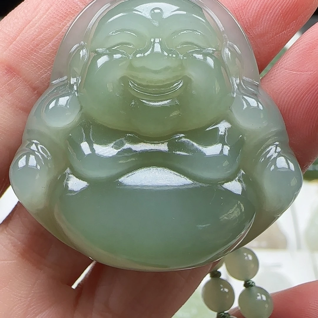 和田玉足金镶嵌吊坠(赠链)