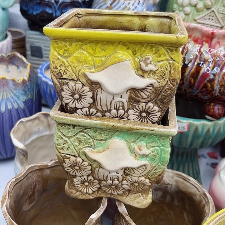 多肉绿植陶瓷花盆9.9包邮，有孔