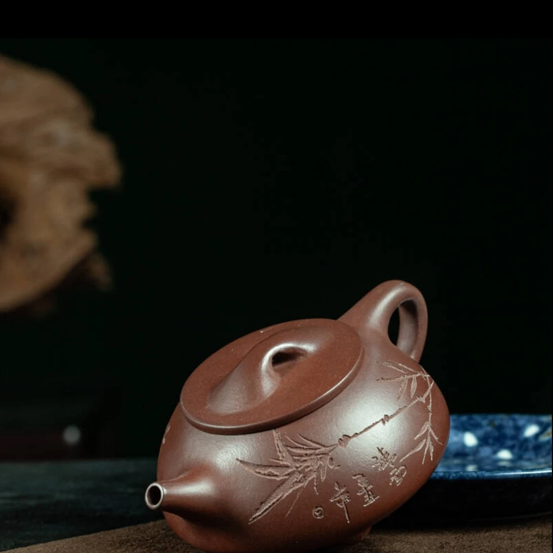 宜兴原矿陈腐枣红泥14网孔260㏄手工传统经典景舟石瓢紫砂壶纯手工
