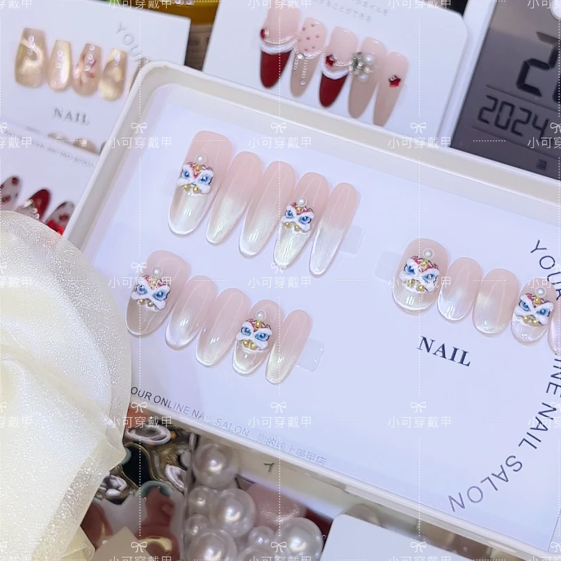 【新年醒狮】新年猫眼醒狮显白纯手工美甲穿戴甲