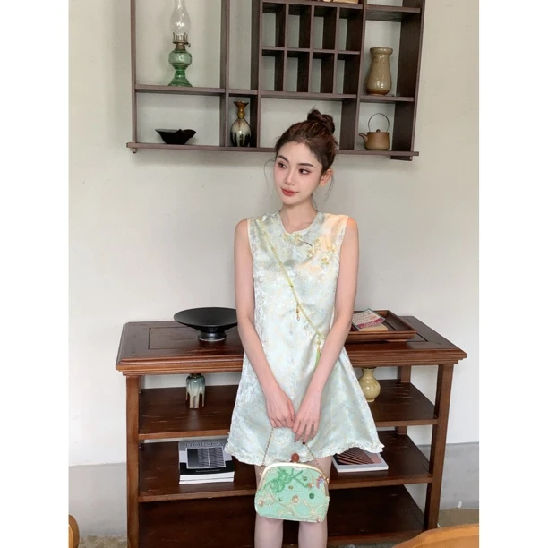 【赵小小&平生欢】28278 夏季新款无袖轻熟风小个子宽松显瘦连衣裙