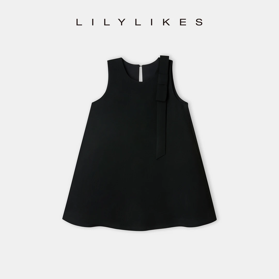 【LILYLIKES】“公主裙”高级醋酸仿麻感 蝴蝶结连衣裙