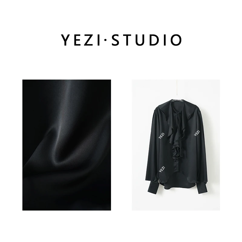 【柏林纪事】醋酸荷叶边立体裁剪设计感V领气质显瘦衬衫25119002