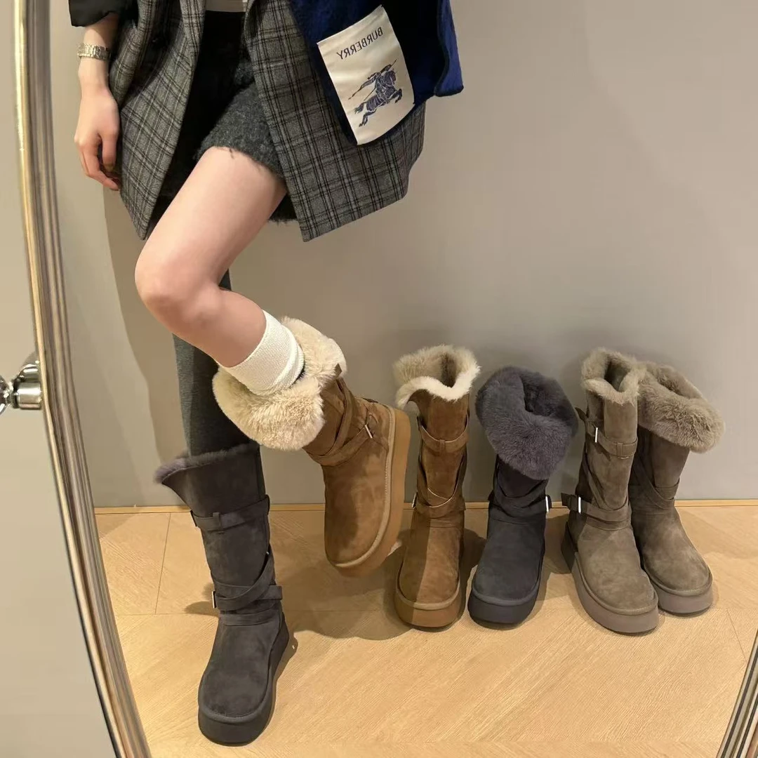 自留版-许你耀眼2025冬季新款加厚高筒厚底可翻折保暖骑士雪地靴