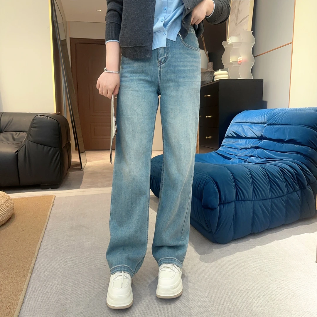 【欧加恋恋】2025早春新款小个子显瘦显高直筒牛仔裤子 W25020924