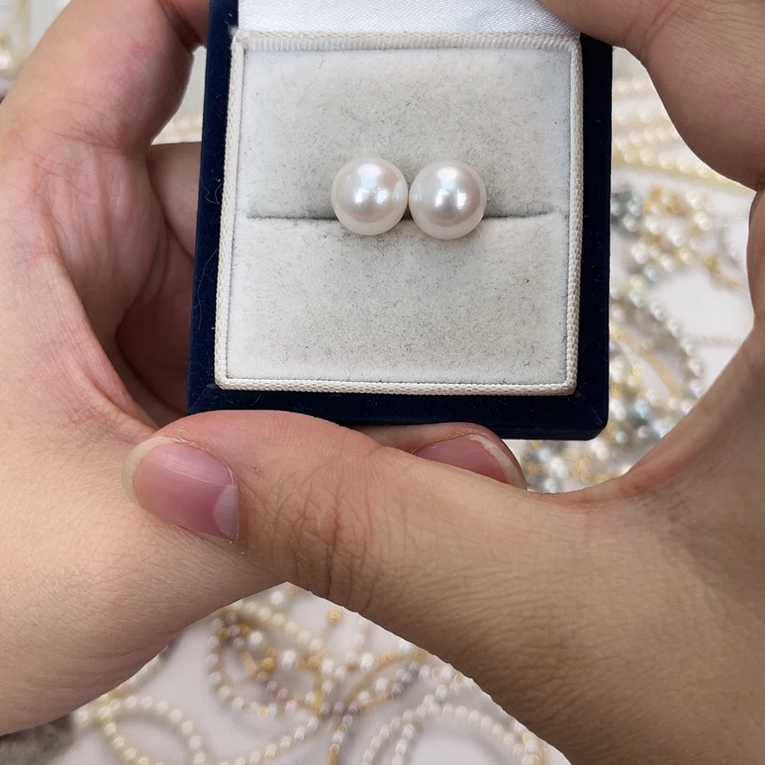 耳饰银S925镶嵌淡水珍珠