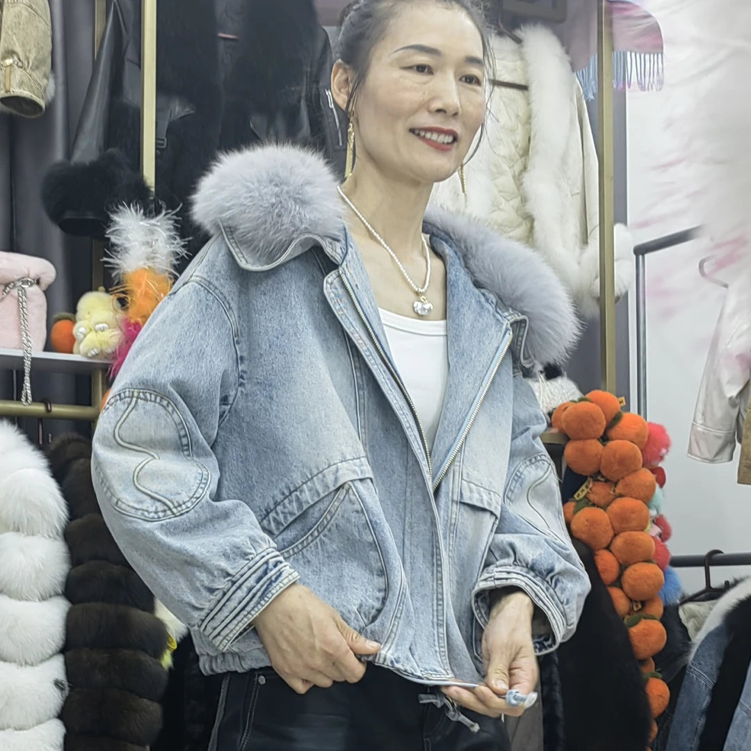 （直播间价格链接，私拍不发）女款保暖时尚百搭连帽短款冬季蓝色