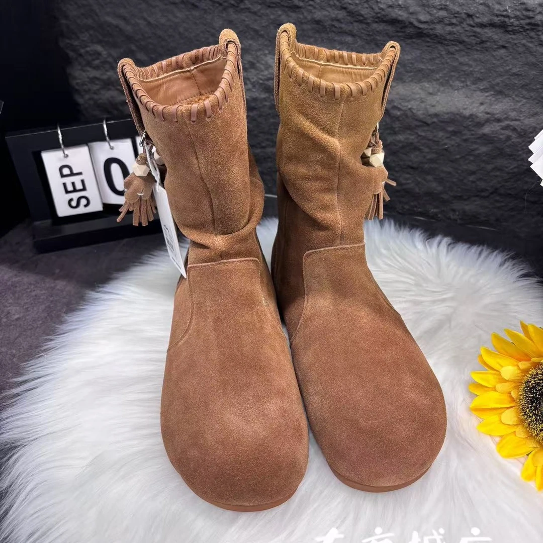 198-321玛莎玛索秋季新款二棉简约时尚圆头中筒靴女靴