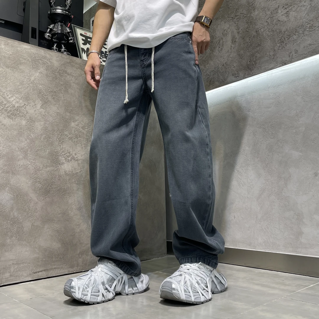 2025简约新款秋冬美式直筒牛仔裤百搭复古宽松水洗休闲男士长裤