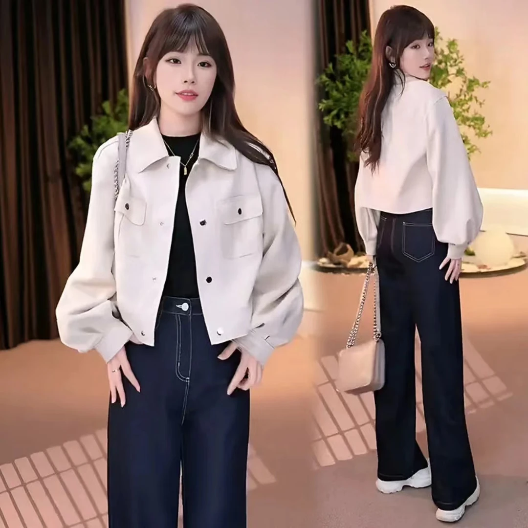 韩版复古设计感翻领外套女2025春秋新款休闲洋气夹克上衣