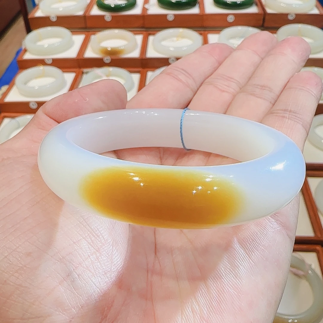 和田玉未镶嵌手镯且末传承级黄金糖55 56 57