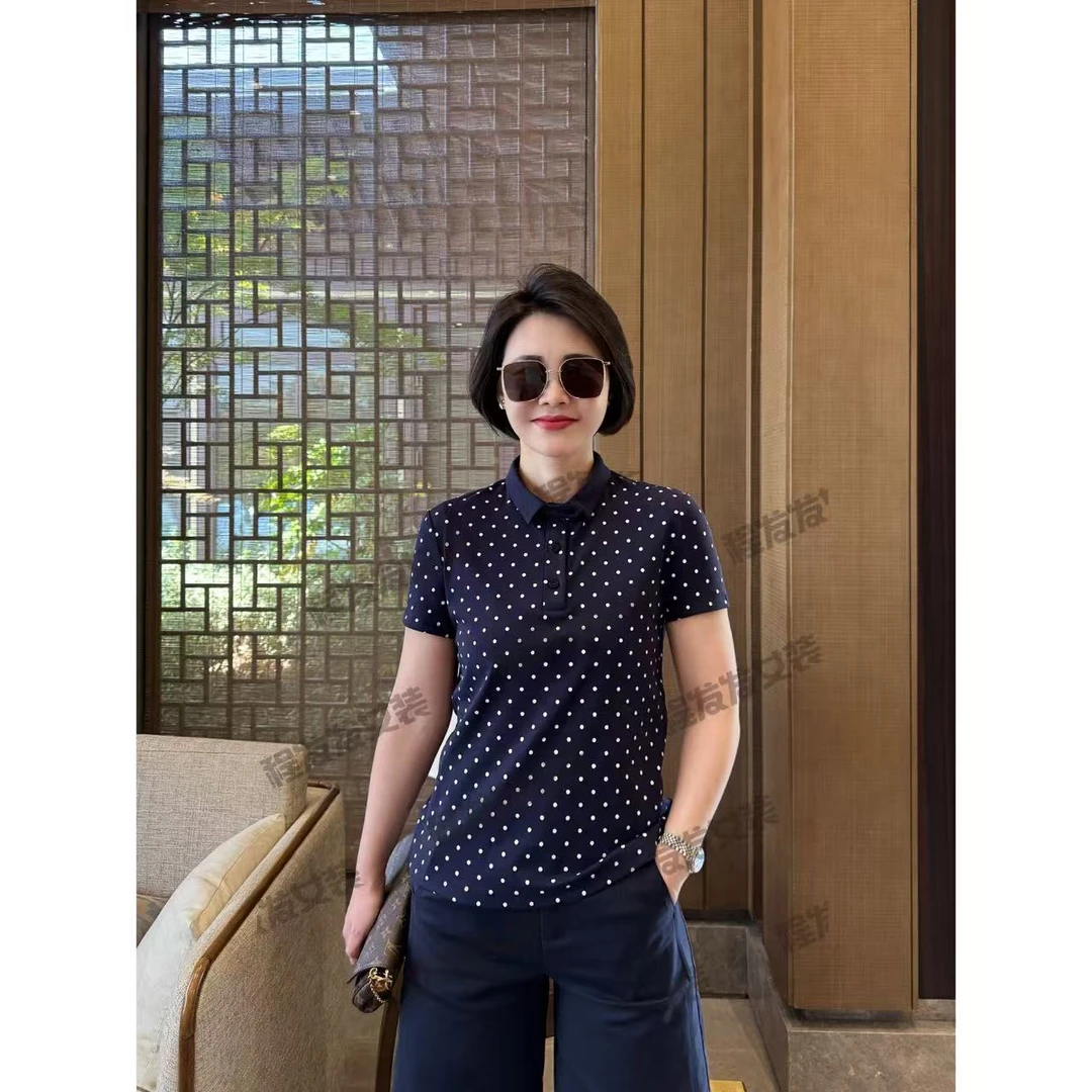 【程发发】（尘圆）显瘦洋气翻领波点短袖F2041