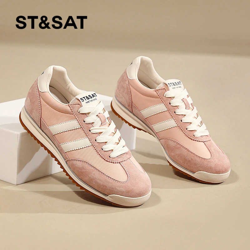 星期六德训女鞋2025春季新款厚底增高运动休闲鞋轻便真皮阿甘板鞋