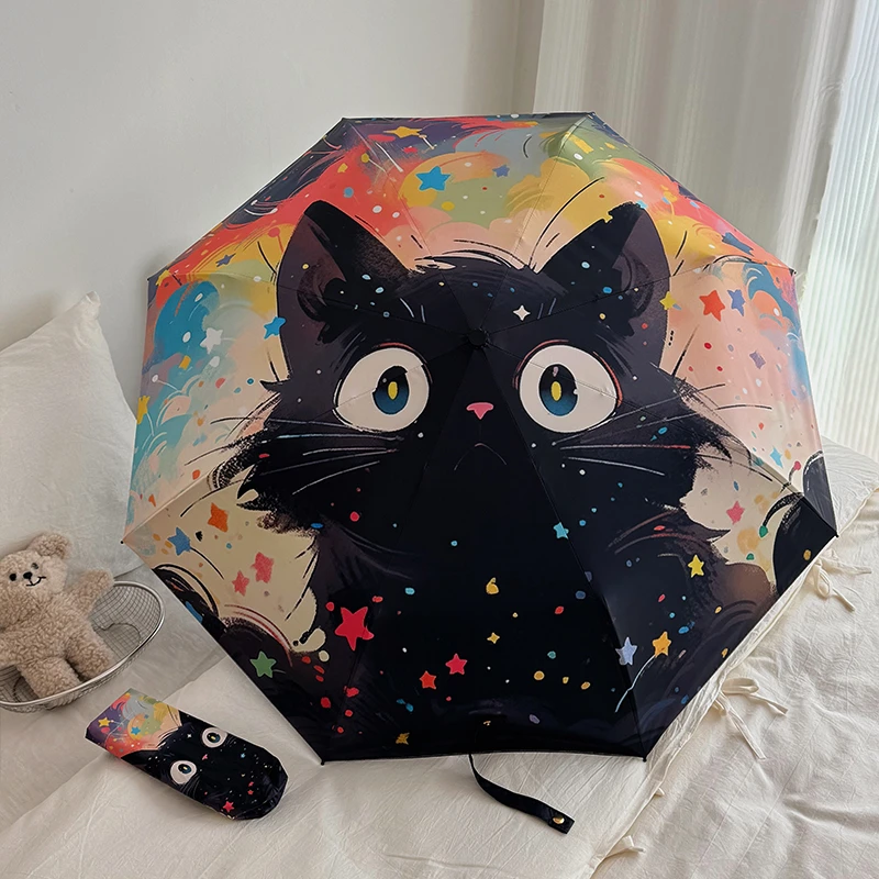 全自动卡通猫咪折叠伞防晒防紫外线晴雨两用太阳伞便携小巧遮阳伞