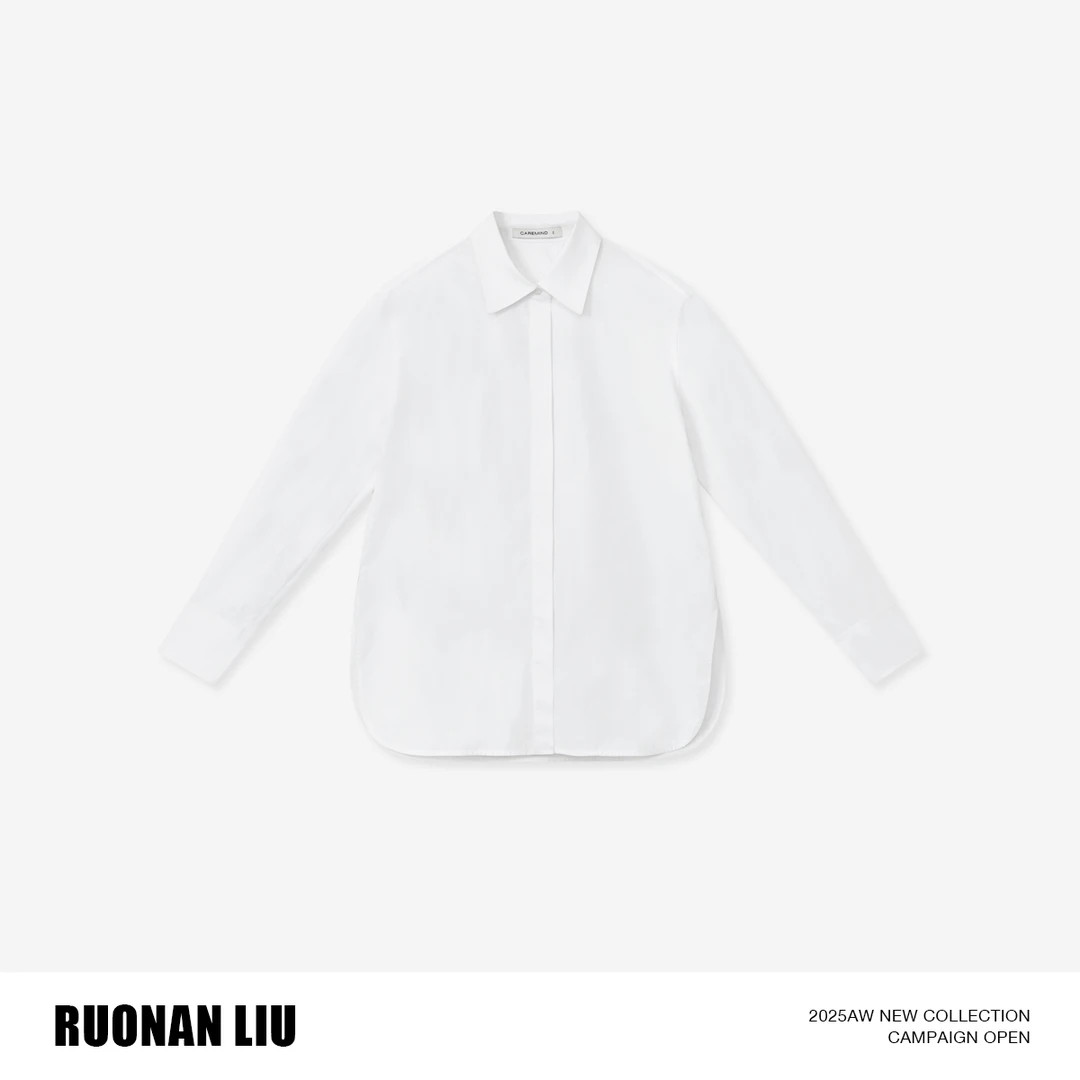 LIURUONAN 25FL 黑标系列【华尔街白衬衣】重工polo领宽松衬衫女