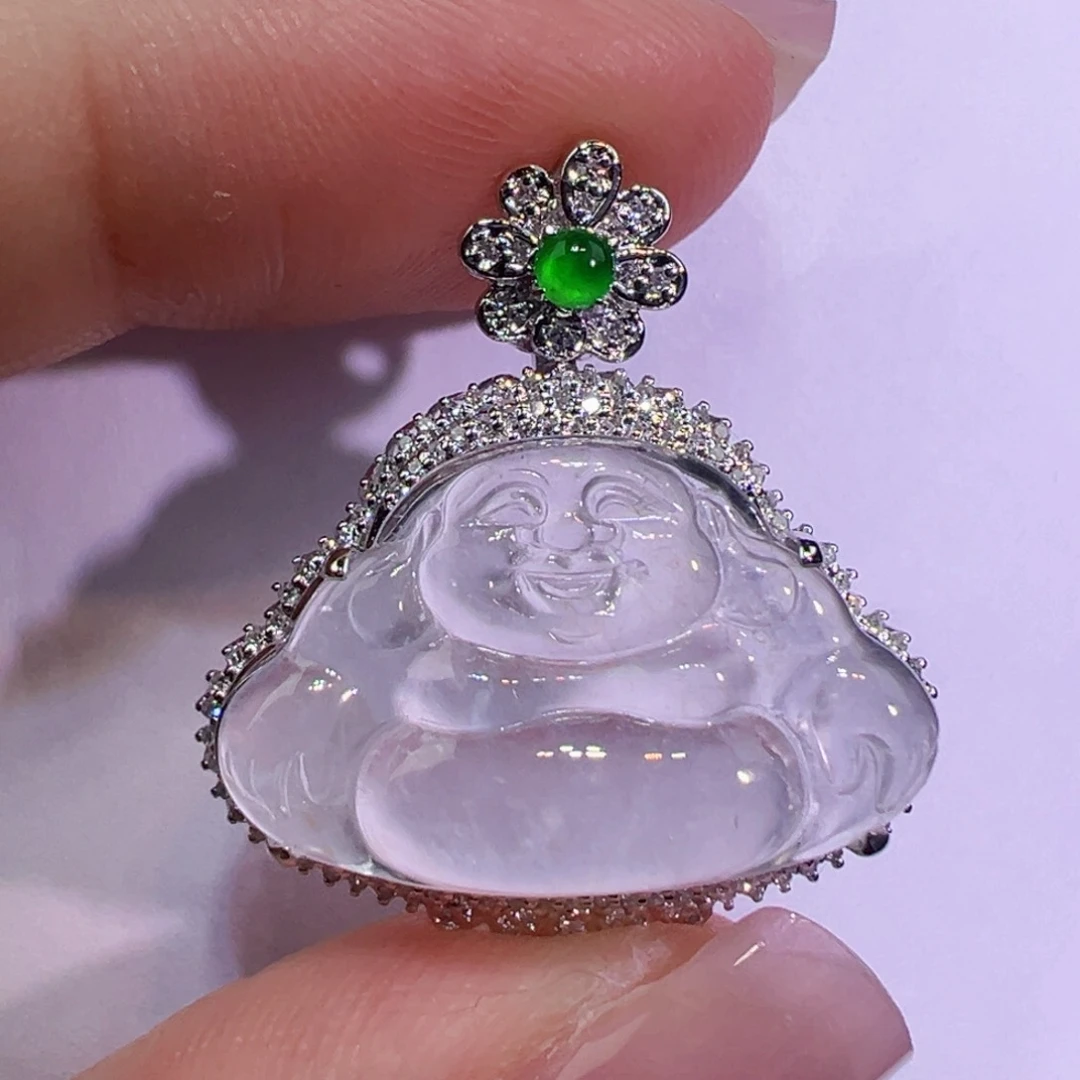 翡翠18K金镶嵌吊坠(不含链)吊坠