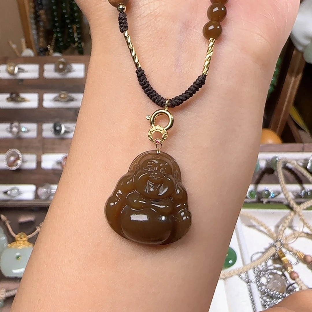 和田玉颈饰18K金镶嵌